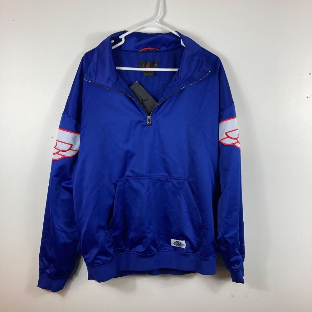 Mens Jordan Wings Classic‎ 1/4 Zip Mesh Lined Jacket Blue Red A00406-455 M NWT